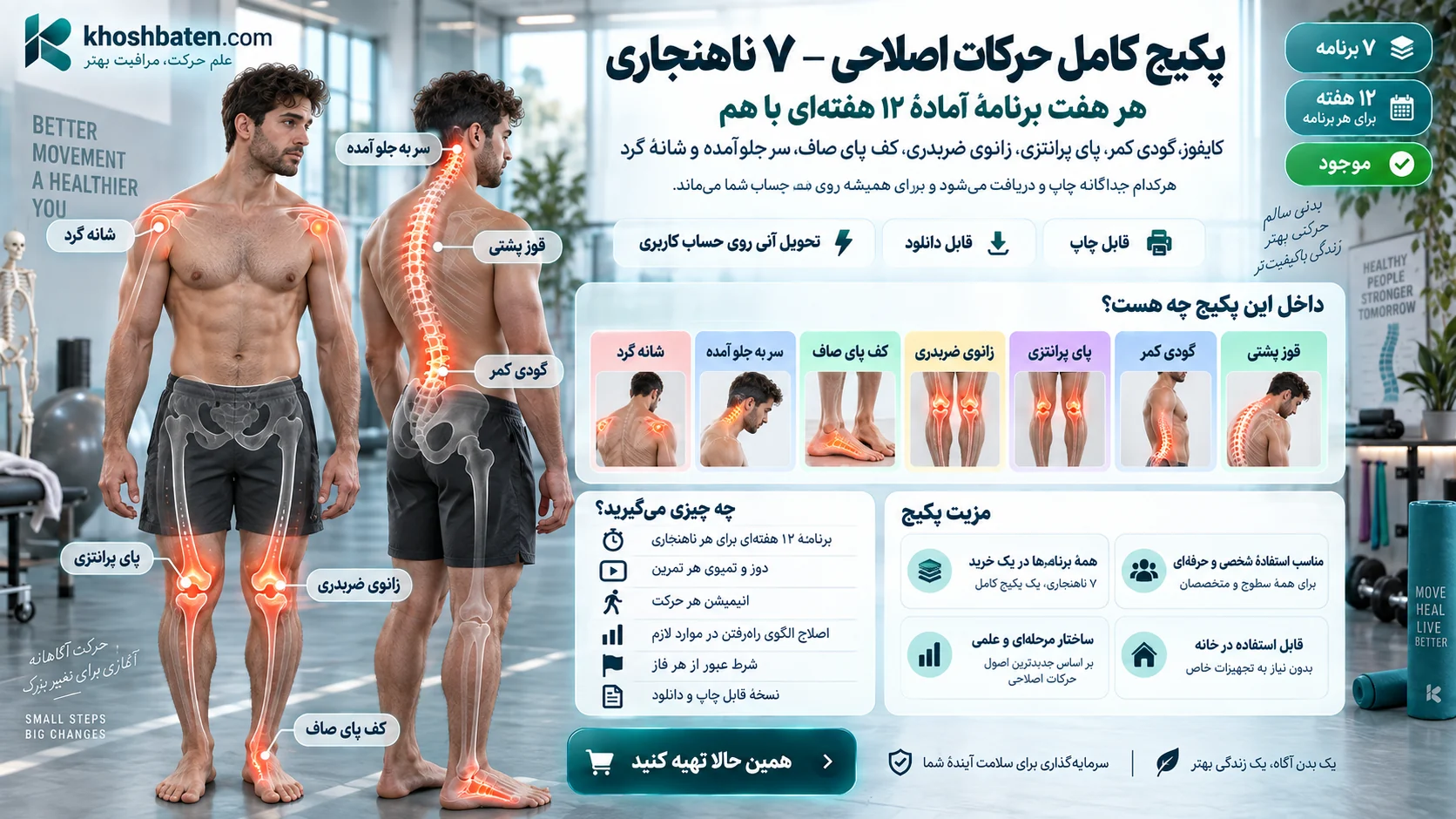 همهٔ برنامه‌های آمادهٔ حرکات اصلاحی — هفت ناهنجاری